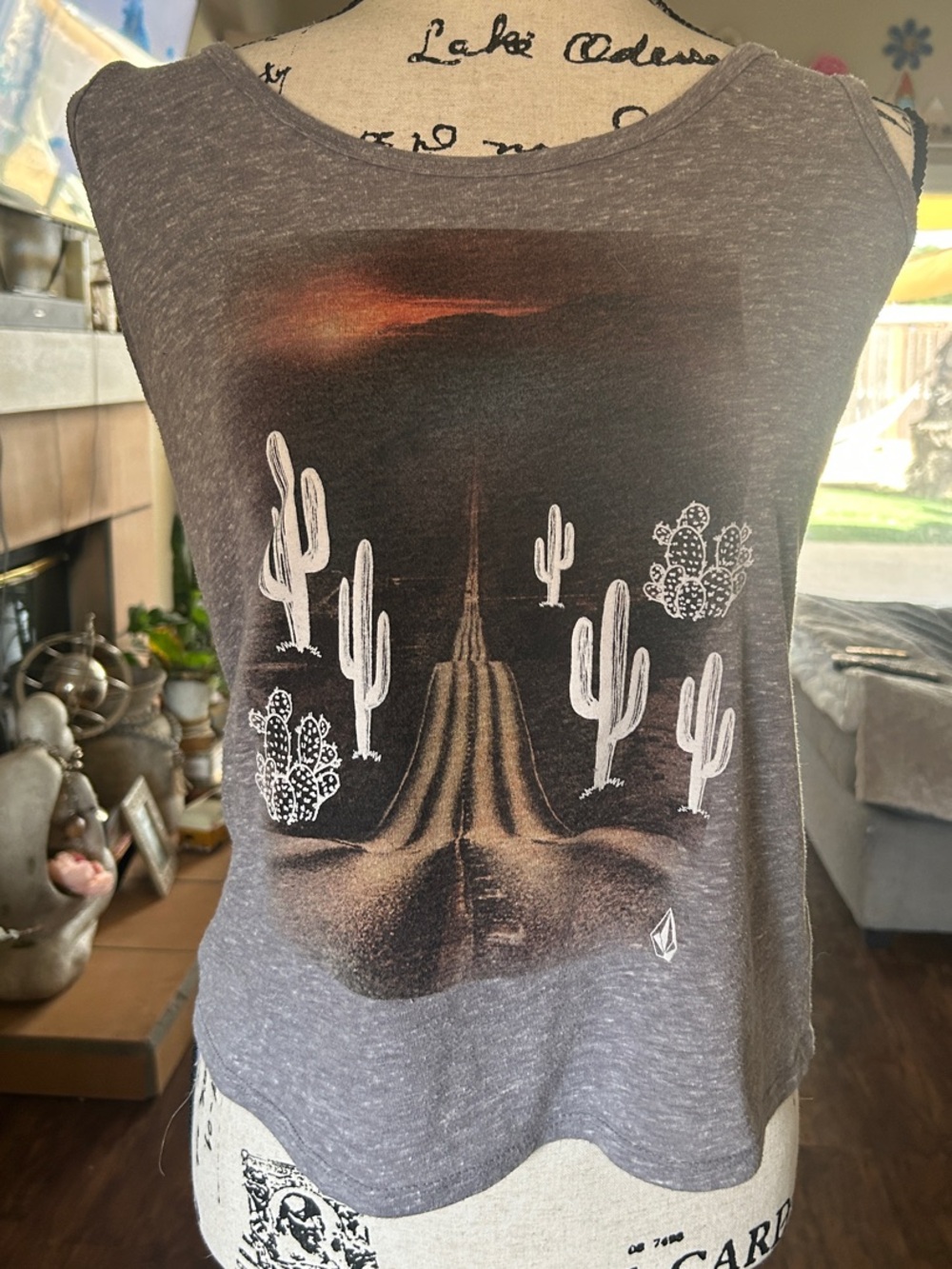 Volcom Gray Desert Cactus Graphic Tank